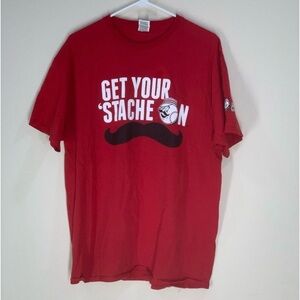 Cincinnati Reds Baseball Mustache Graphic Short Sleeve Tee Shirt